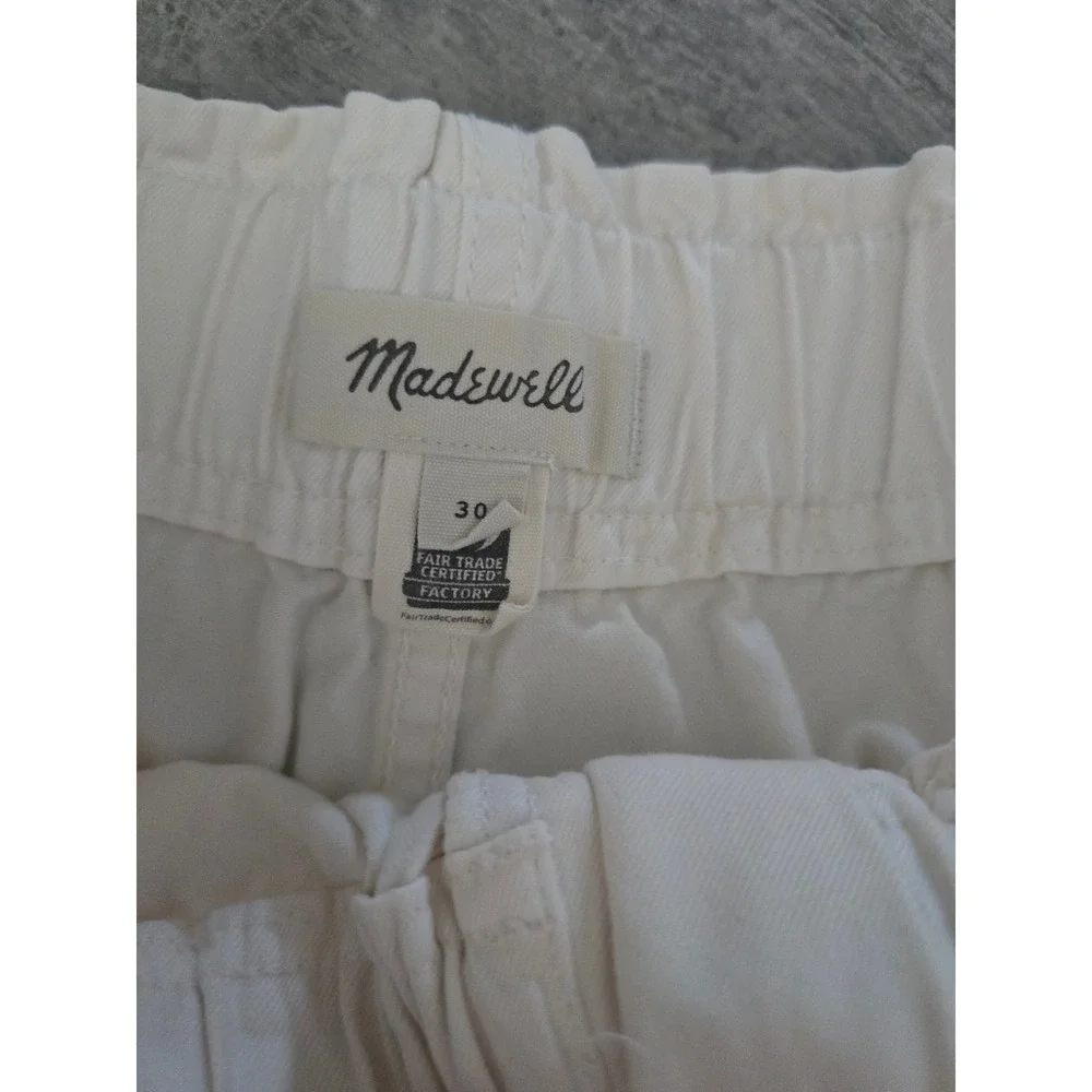 Madewell Women Cream Cotton Viscose Pull On Elastic Paper Bag Waist Shorts 30‎
